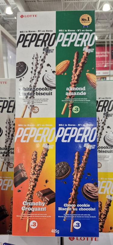 Lotte Pepero White Cookie, Almond, Crunchy & Chocolate Pack - 1 x 405 Grams